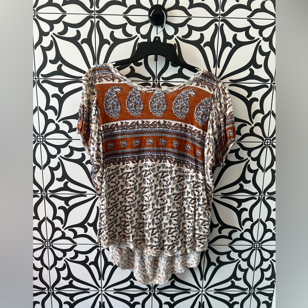 Free People Bohemian Paisley Print Top, Size S, NWOT